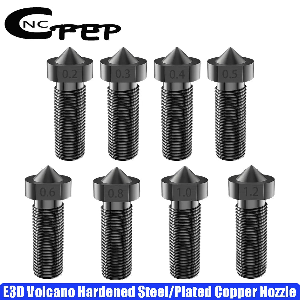 High Quality 2pcs E3D Volcano Hardened Steel Nozzle 3D Printer Parts Hotend M6 Brass E3D Volcano Nozzles For 1.75mm Filament