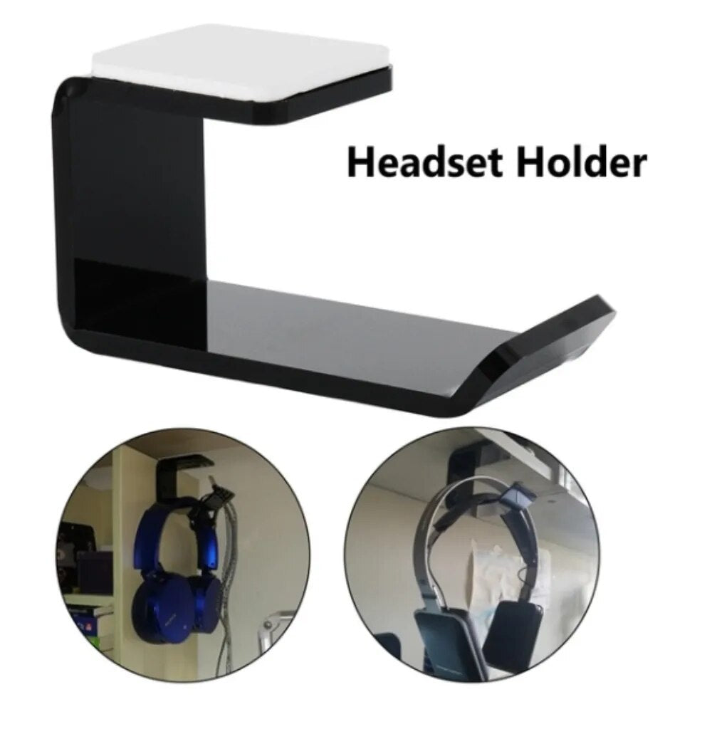 Headset Holder Self-Adhesive Under Desktop Wall Mounted Headphone Hanger Universal Earphones Hook Rack Headphones Accessories