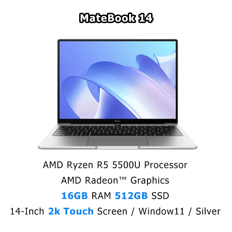 HUAWEI MateBook 14 Laptop AMD Ryzen R5-5500U/R7-5700U 16GB 512GB SSD Notebook 14-inch 2K Touch-screen Ultrbook PC Computer