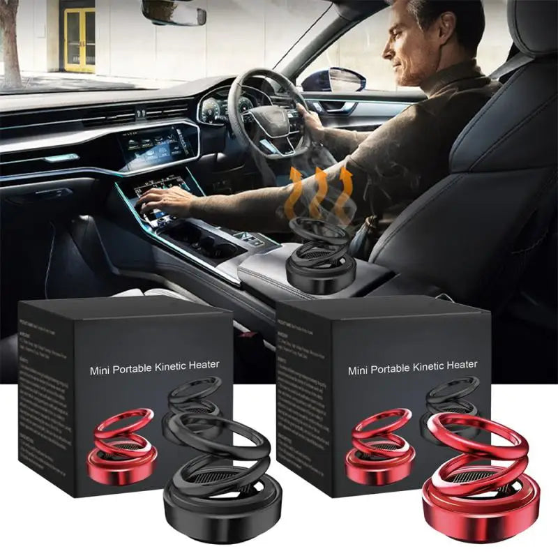 Portable Kinetic Molecular Heater Car Air Aromatherapy Double Ring Rotating Solar Powered Car Perfume Diffuser Molecular Heater