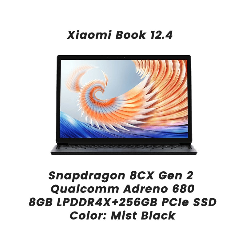 Xiaomi Book 12.4" 2 in 1 Laptop Snapdragon 8CX Gen 2 Processor 8GB DDR4+256GB SSD 2.5K Touch Screen Notebook Windows10 Tablet PC