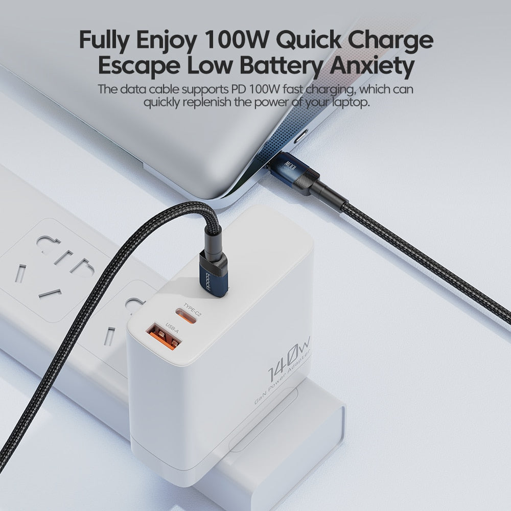 Toocki 100W USB Type C To USB C Cable PD Fast Charging Charger Type-C Wire Cord For Macbook Samsung Xiaomi USBC Cable 1M 2M 3M