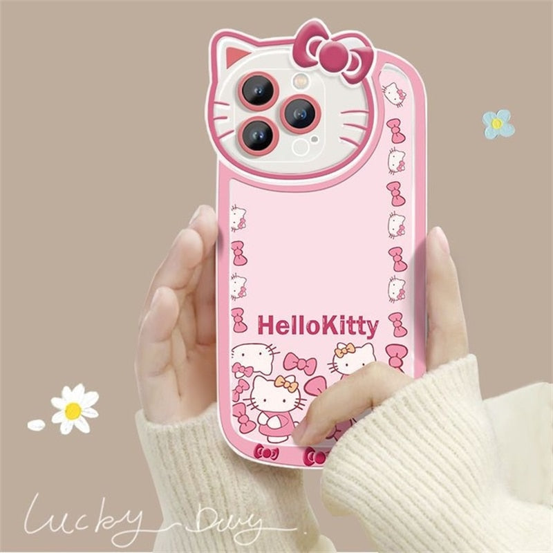 original Sanrio Hello Kitty Stand Phone Case For iPhone 14 11 13 12 Pro Max XR XS 7 8 Plus SE 2 Shockproof Cover Y2K Accessories