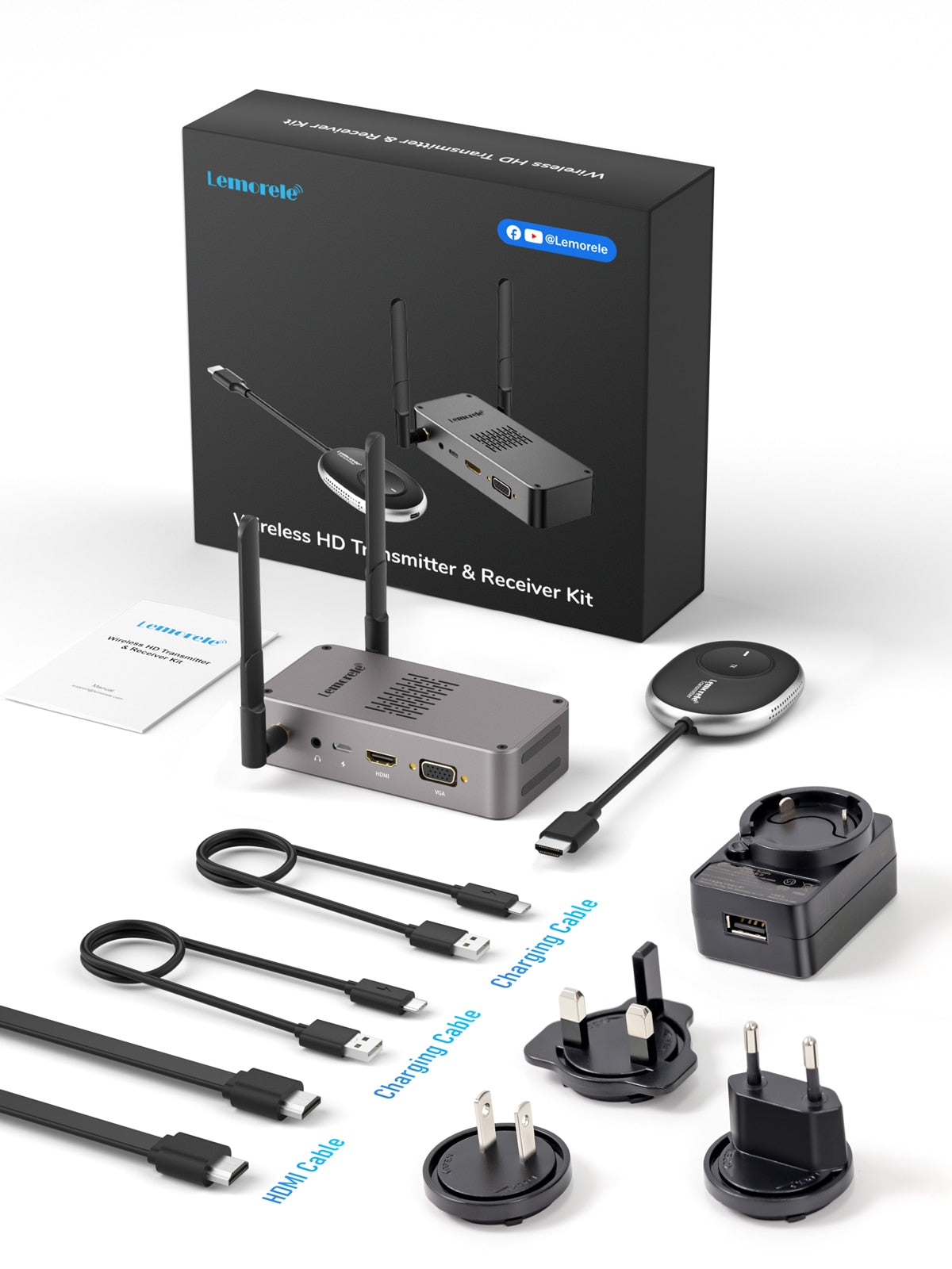 Lemorele 50  Meter Wireless HDMI Transmitter Receiver 4K Display Dongle Kit TV Stick Extender AV Adapter for Laptop Monitor