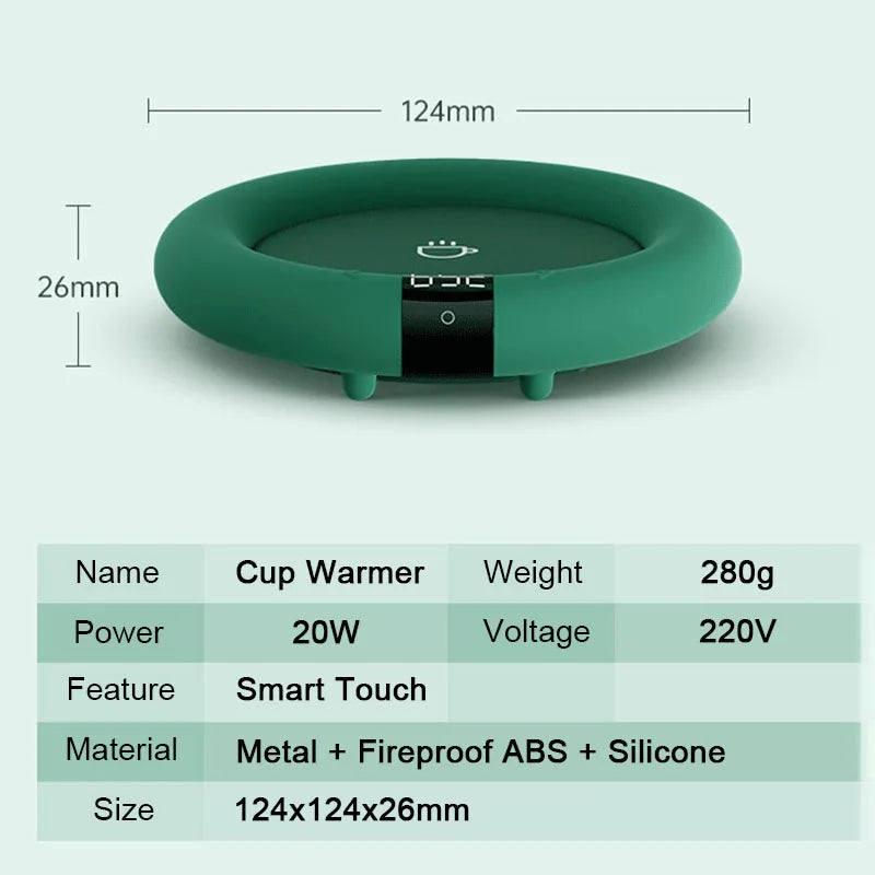 220/240V Mini Smart Coaster Electric Heater Coffe Milk Water Bottle Mug Cup Warmer for Office Home with 3 Temperatures Settings