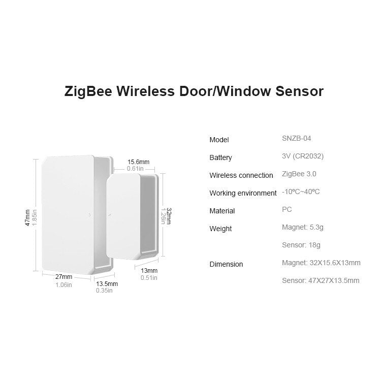 SONOFF SNZB-04 Zigbee Door Window Sensor Door Open/Closed Detector for EWeLink App ZBBridge Required Work with Alexa Google Home