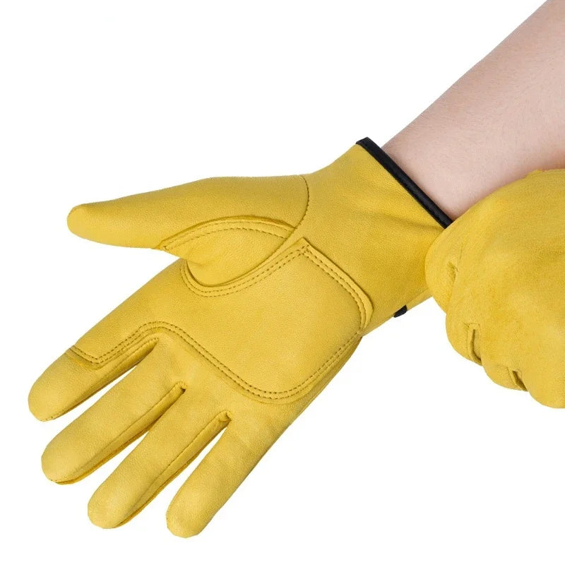 Work Gloves Sheepskin Leather Workers Work Welding Safety Protection Garden Sports Motorcycle Driver Wear-resistant Gloves