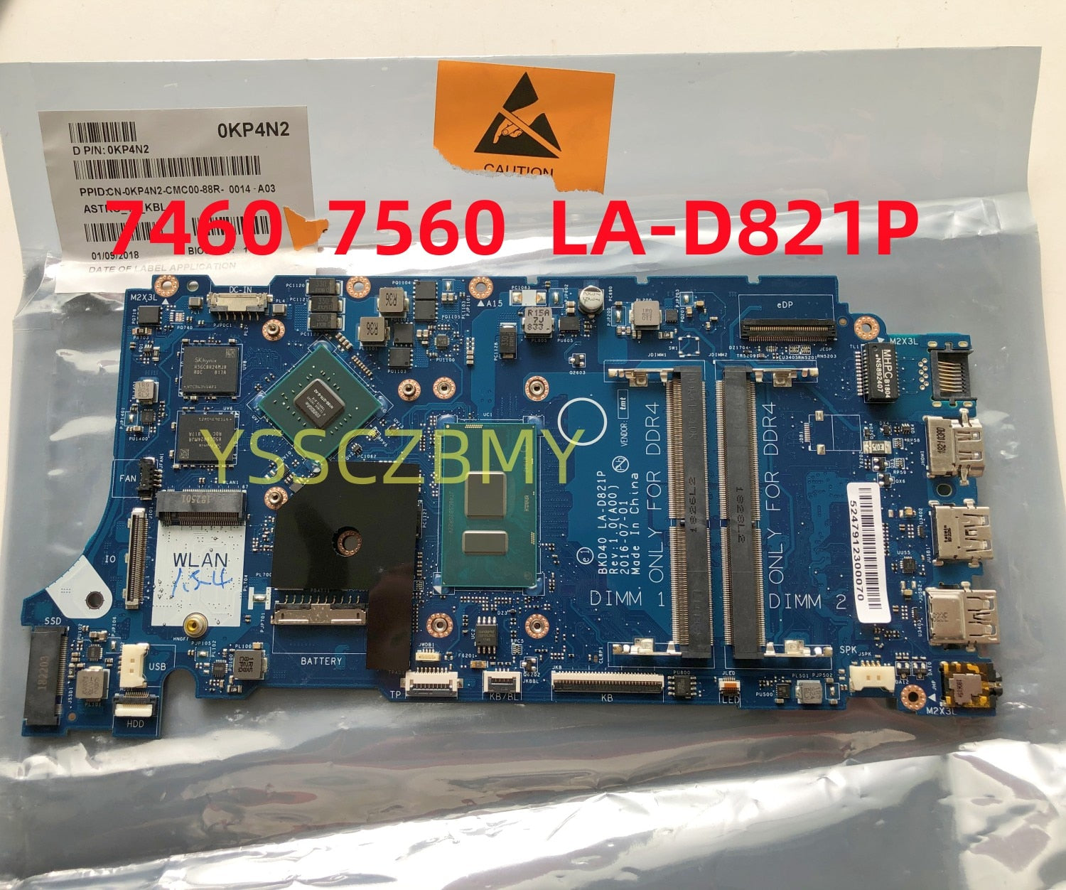 NEW I7-7500U 940MX 4GB For Dell Inspiron 7460 7560 Laptop Motherboard BKD40 LA-D821P CN-0KP4N2 0KP4N2 KP4N2 Mainboard