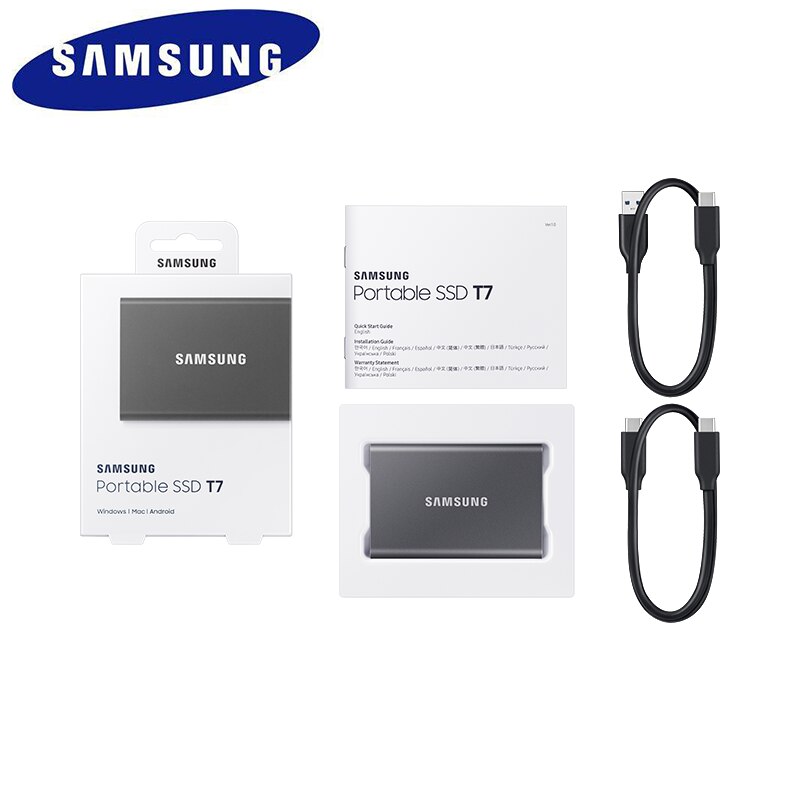 Samsung T7 Portable SSD 500GB 1TB 2TB External Disk Hard Drive Solid State Disk USB 3.2 Gen 2 Compatible SSD For Laptop Desktop
