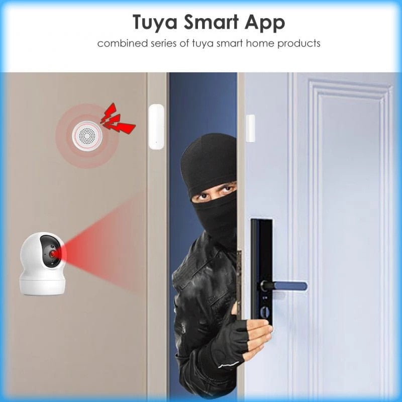 Tuya Smart Home WiFi Door Sensor Alarm Window Door Open/Closed Detectors Security Protection Smart Life Voice for Alexa Google