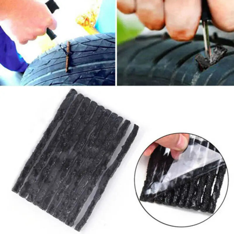 Black Rubber  Tubeless Seal Strip Tire Puncture Repair Recovery Kit Set Car Bike Tyretire repair kit