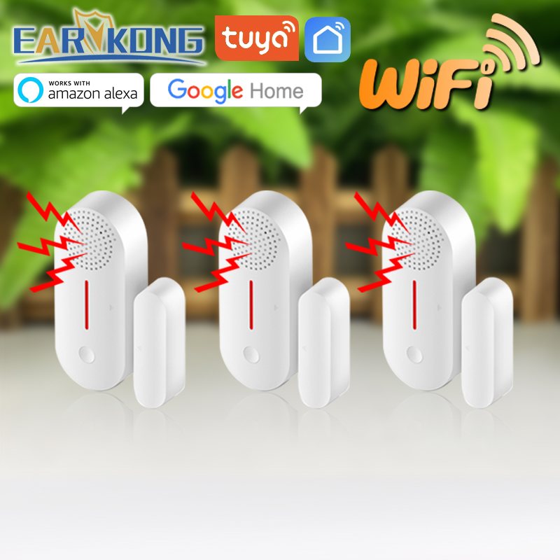 Tuya Smart WiFi Door Sensor Door Open / Closed Detectors Wifi Home Alarm Compatible With Alexa Google Home  Tuya APP