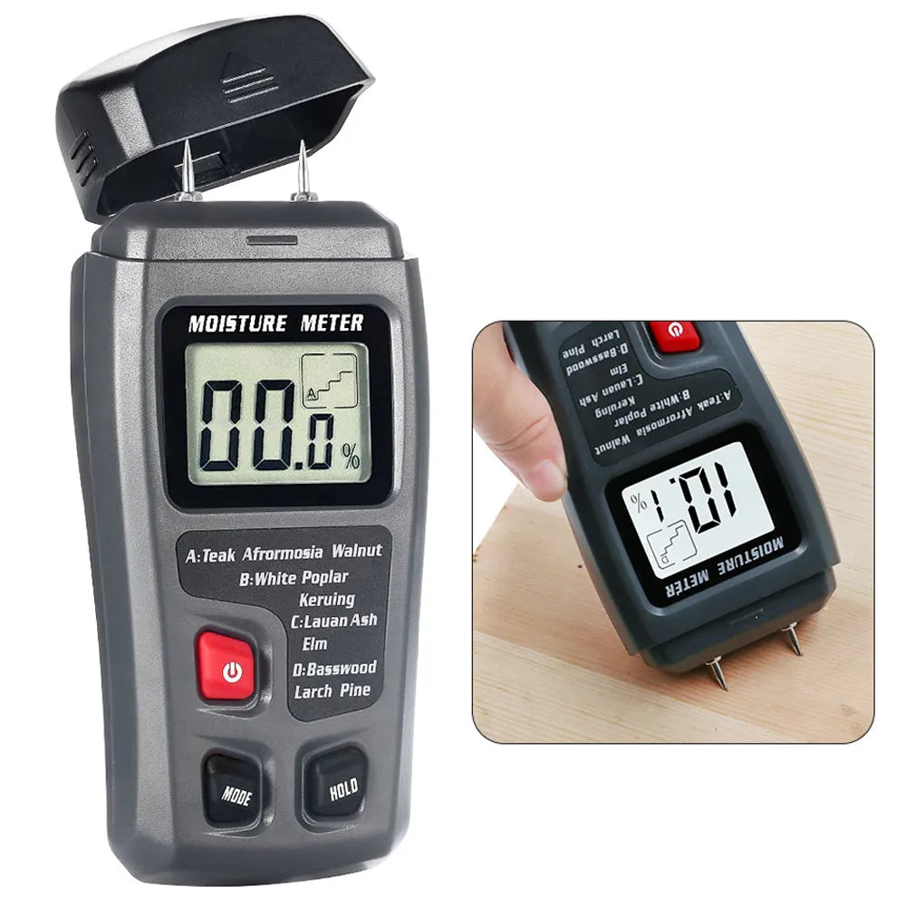 Digital Wood Moisture Meter EMT01 Professional 0~99.9% Timber Hygrometer Portable Tool LCD Display Timber Damp Detector