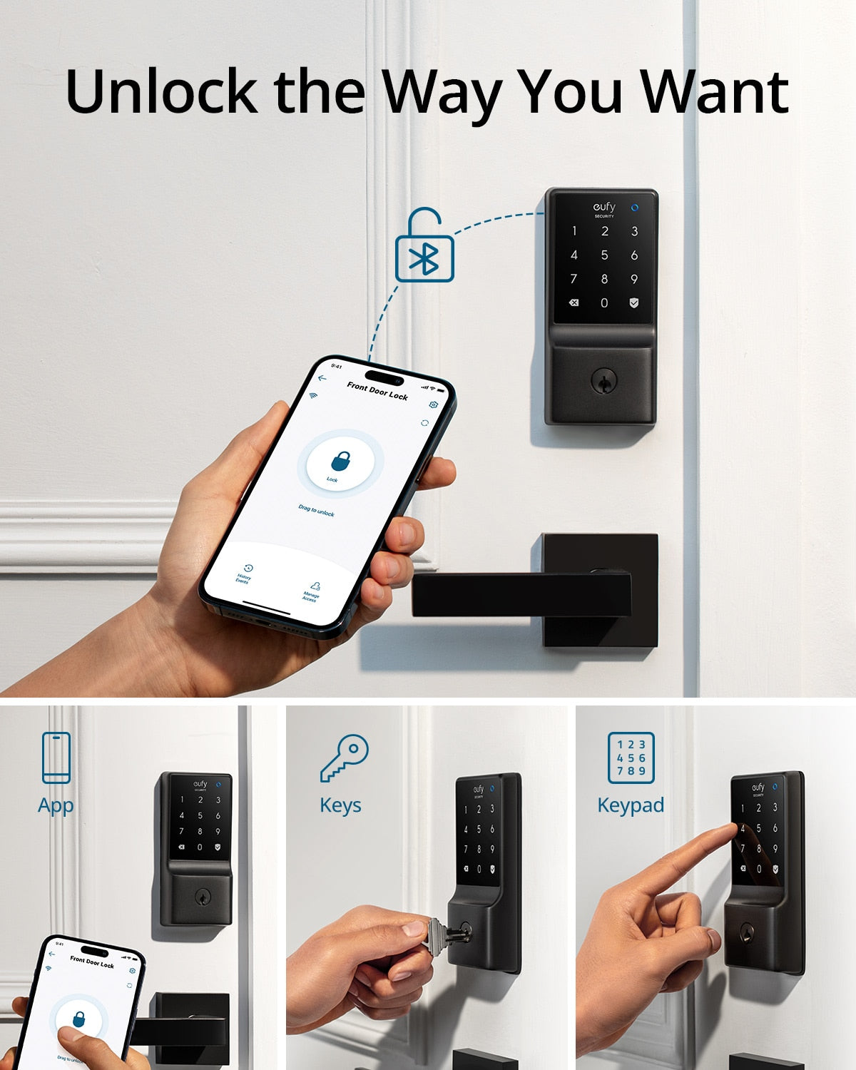 eufy Security C210(E110) Smart Lock 5-in-1 Keyless Entry Door Lock Built-in WiFi Deadbolt Smart Door Lock No Bridge Required