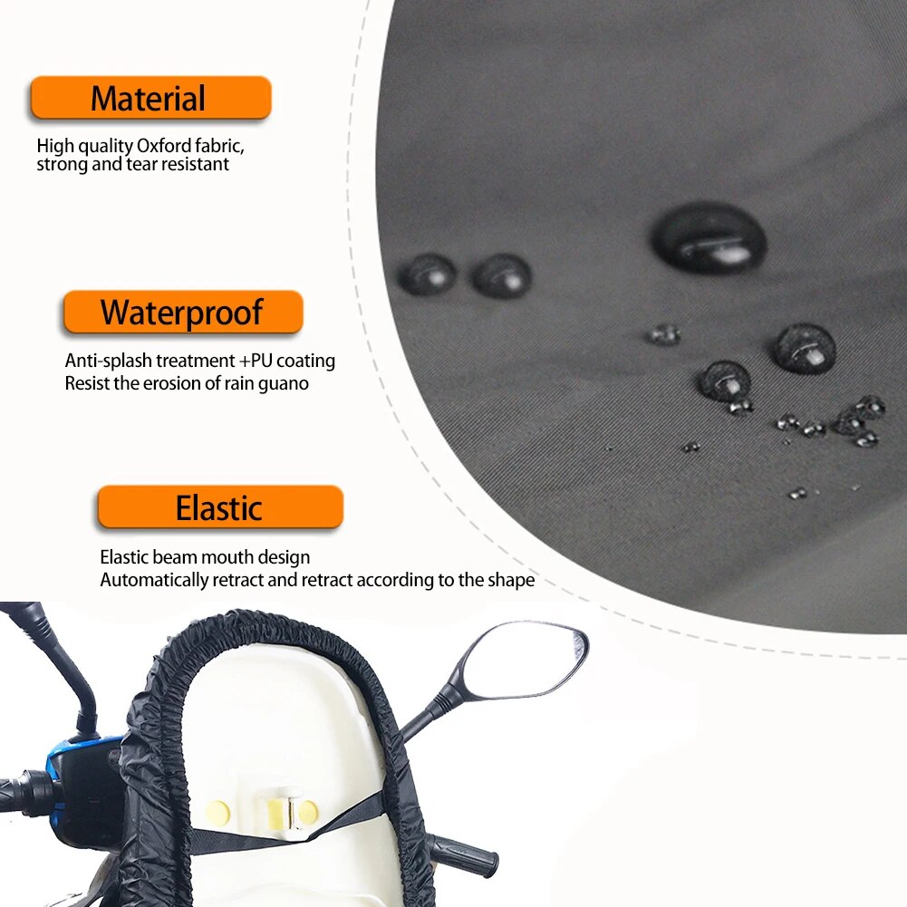 Motorcycle Rain Seat Cover Universal Flexible Waterproof Saddle Cover Black 210D Dust UV Sun Sown Protect Motorcycle Accessories