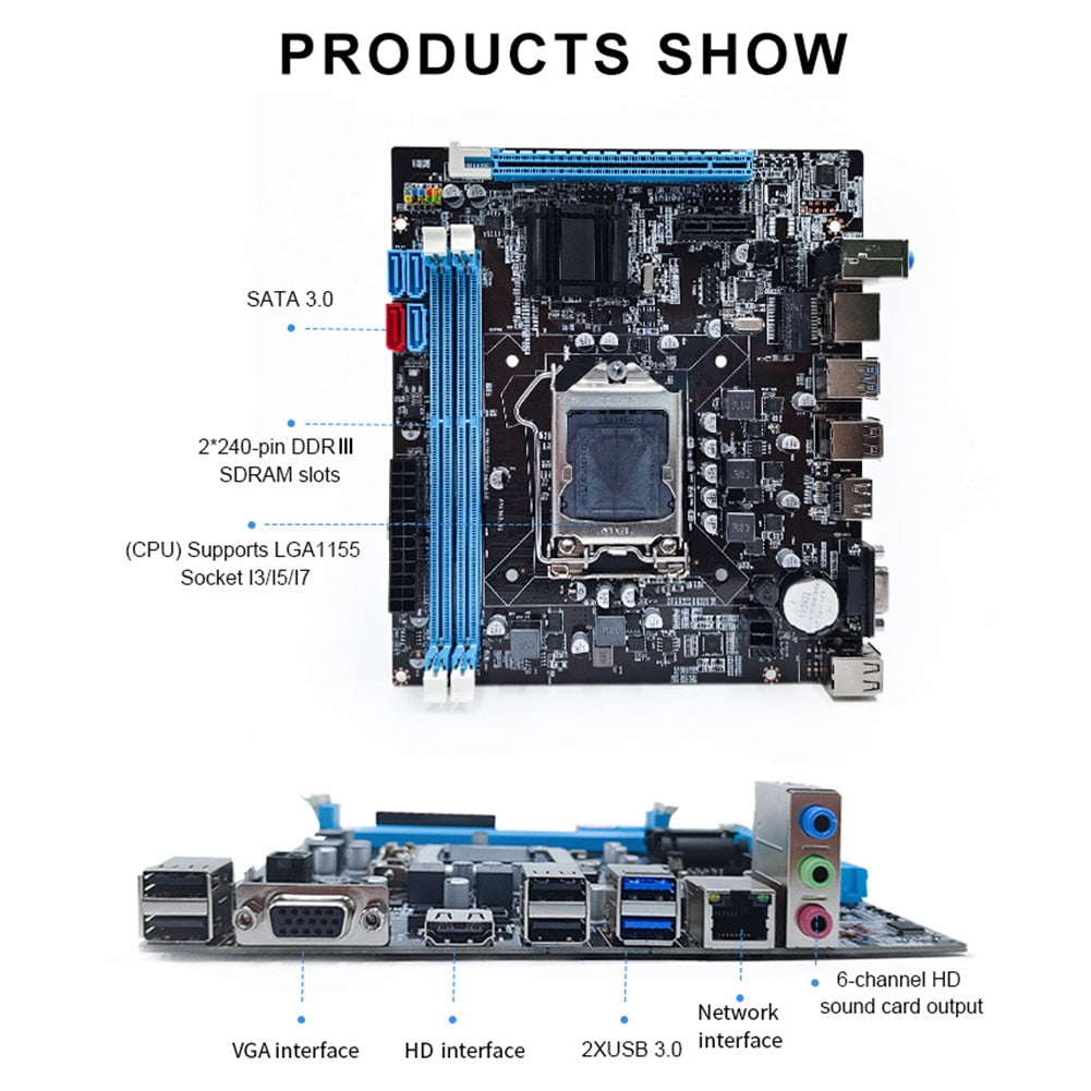 B75 Gaming Motherboard PCI-E 16x DDR3 Memory 16GB Desktop Computer Mainboard VGA HDMI-Compatible HD Port 6 Channel Sound Card