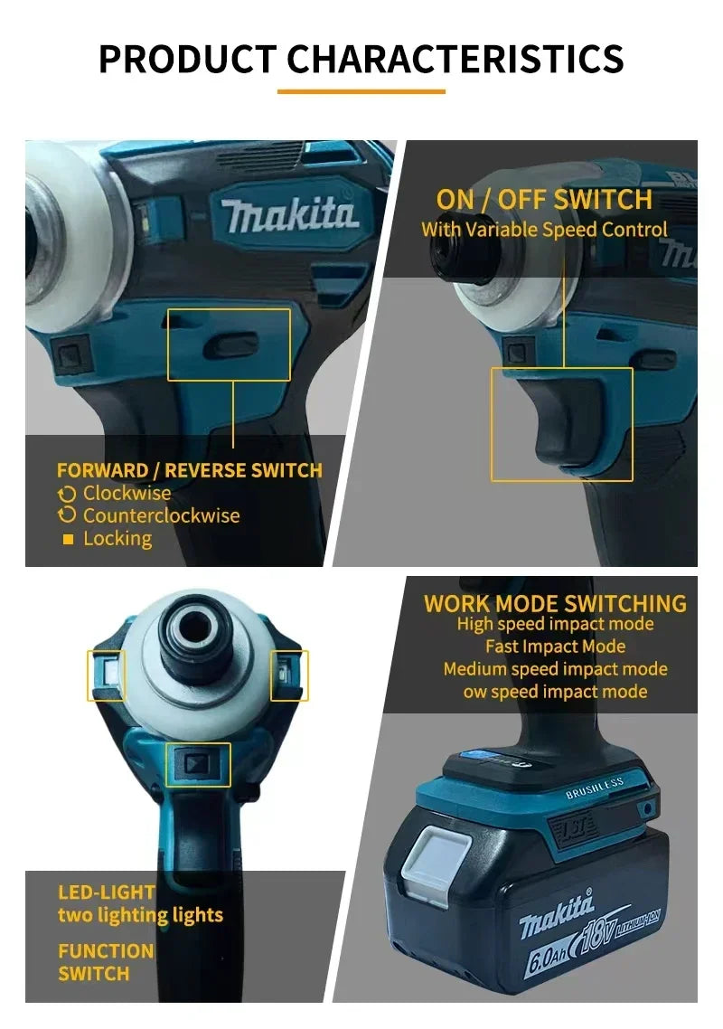 Makita DTD172 18v Electric Cordless Impact screwdriversTorque Wrench Wireless Drill Tool  Power 180N Brushless