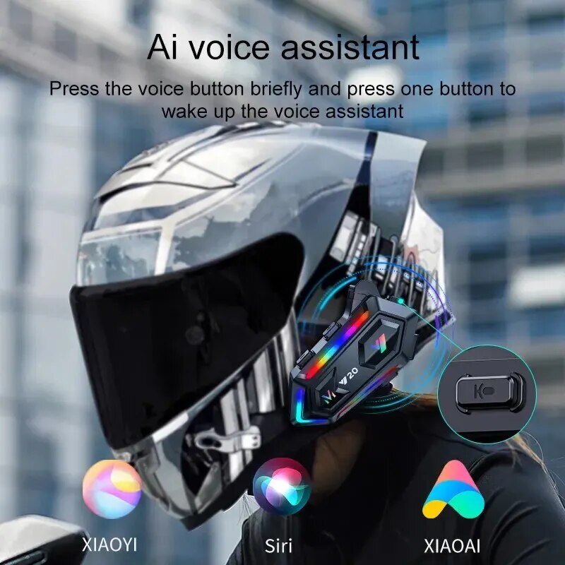Y20 Motorcycle Helmet Bluetooth Headset for Rider BT5.3 Waterproof 1000mAh Phone Device Music Player Communicator Speakers