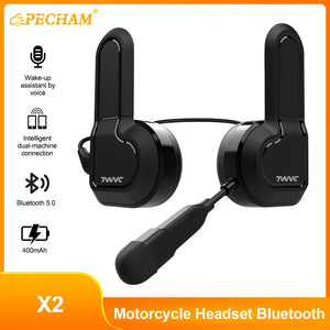 Motorcycle Bluetooth Helmet Headset Waterproof Voice Control 400mAh 5.0BT Hands-Free Call Music Player Speaker For Women Men