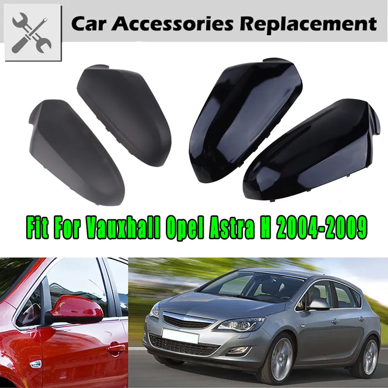 Rhyming Black Rearview Mirror Cap Wing Side Mirrors Cover Housing For Vauxhall Opel Astra H 2004-2009 6428200 6428199