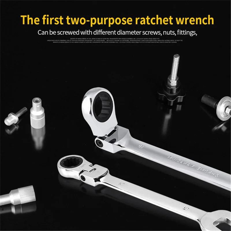 1PC Metric Flex-Head Ratcheting Combination Wrench 72 Teeth 12 Point Dual-purpose Rachet Wrench Ended Spanner Hand Tools