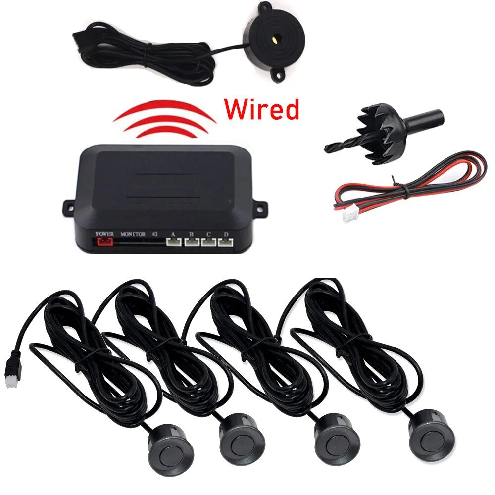 4 Car Parking Sensor Kit Buzzer 22mm  Reverse Backup Radar Sound Alert Indicator Probe System 12V for BMW E39 Ford Focus 2 Opel