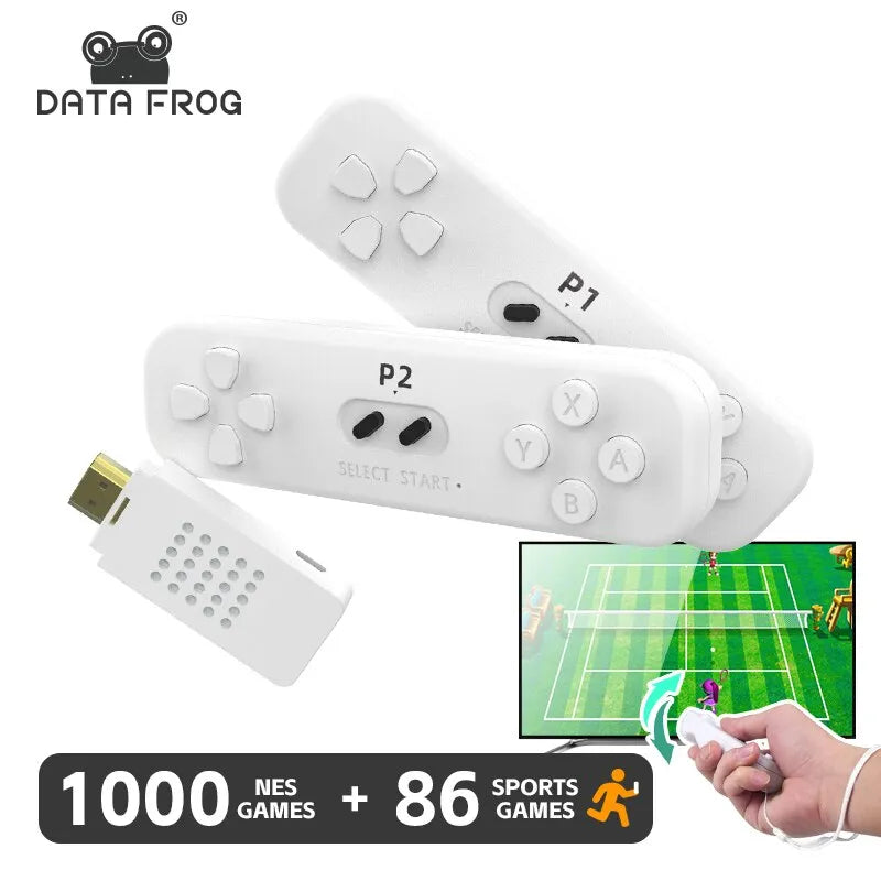 DATA FROG Retro Game With 2.4G Wireless Controller 4k Classic Motion Sensing Game Console Video Game Built in 1000 NES Games
