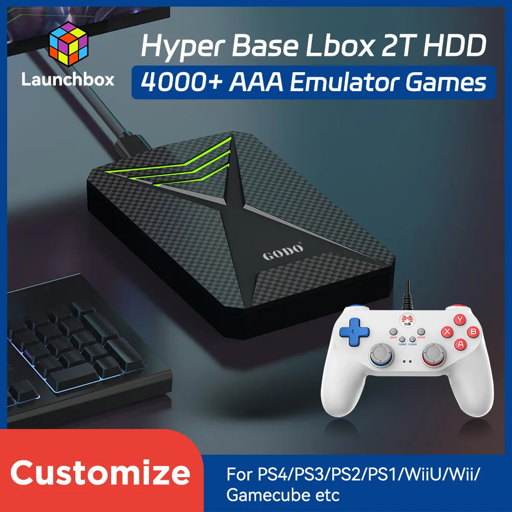 Launchbox 2T Game Hard Drive Disk for PS4/PS3/PS2/Wii/WiiU/GAMECUBE etc with 4000 3D/PC Games Portable Game Console For Laptop