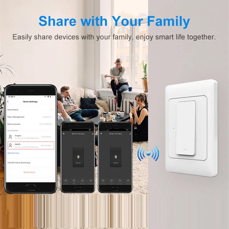 Tuya WiFi Smart Light Switch Wireless Push Button Switches 100-240V 1/2/3 Gang Lamp Controler Support Timing Alexa Google Home