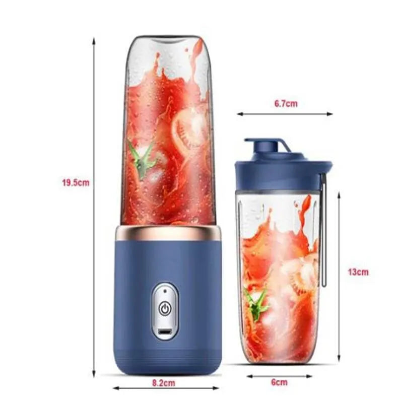 6blade Portable Blender Mini Juicer Cup Extractor Smoothie USB Charging Fruit Squeezer Blender Food Mixer Ice Crusher Portable