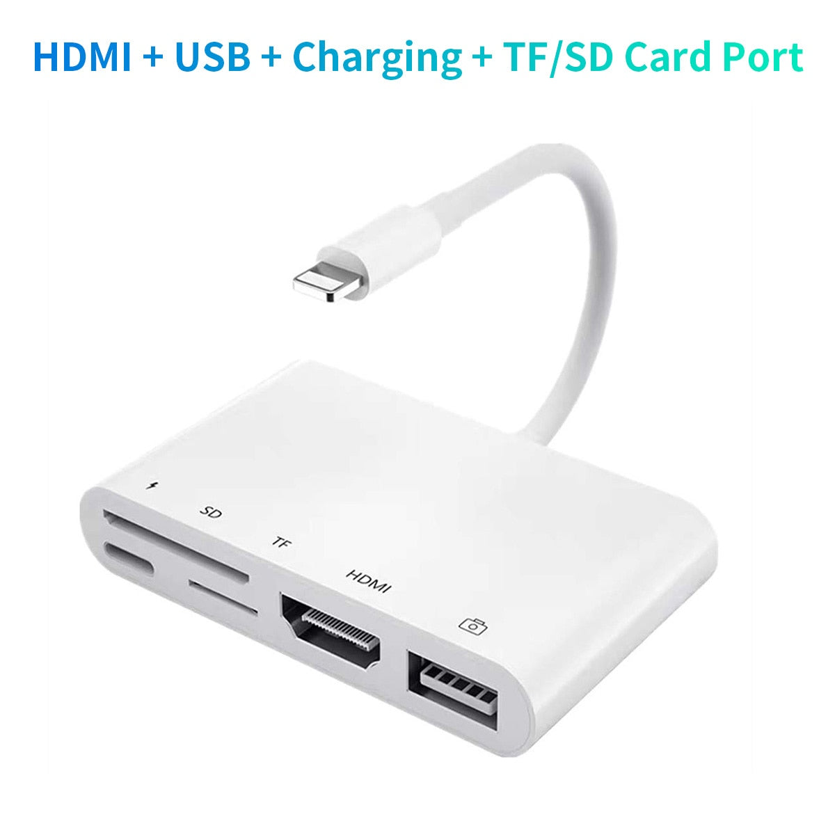 Lightning to HDMI Adapter for iPhone iPad to TV Dual USB OTG Adapter iPhone Microphone Adapter for Live-Streaming with Charging