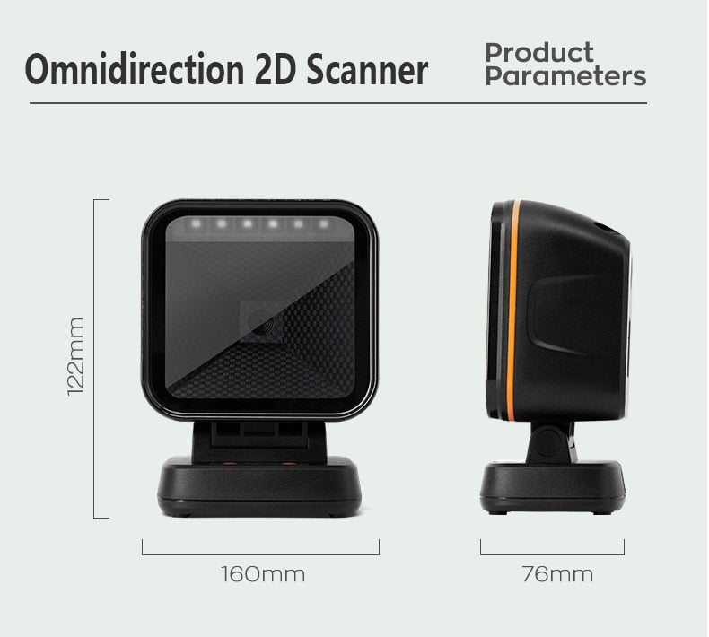 Free shipping Omnidirectional Platform 2D Barcode Scanner Image Desktop Scanner 1D 2DQR code reader Hands-Free Wired USB Scanner