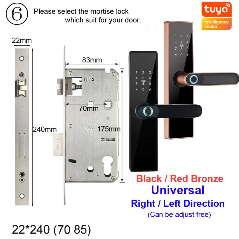 NEW RAYKUBE H4 Tuya Electronic Lock Wifi Smart Door Lock Fingerprint Lock Password IC Card Key USB Charge For Smart Home