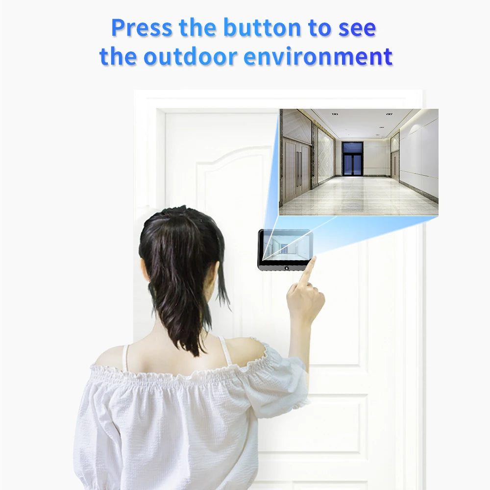Tuya Smart 8000mAh Battery 1080P Door Peephole WiFi Camera 4.3' Infrared Light Intercom Door Cameras Wireless Doorbell for Home