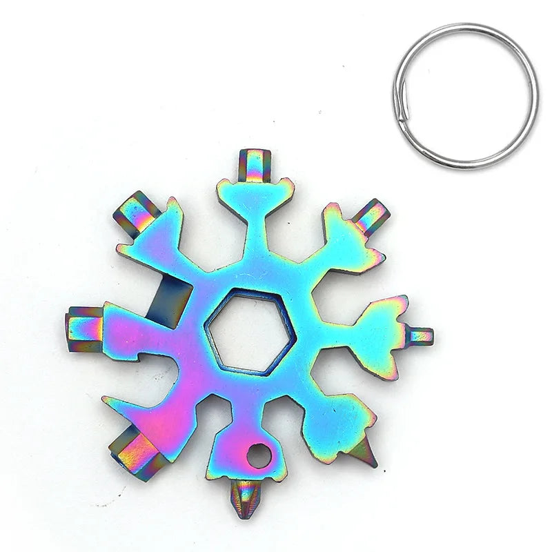 Upgrade 18in1 Snowflake Multitool Portable Pocket Tool Box Pendant Wrench Ratchet Combination Gear Clip Measure Useful Hand Tool