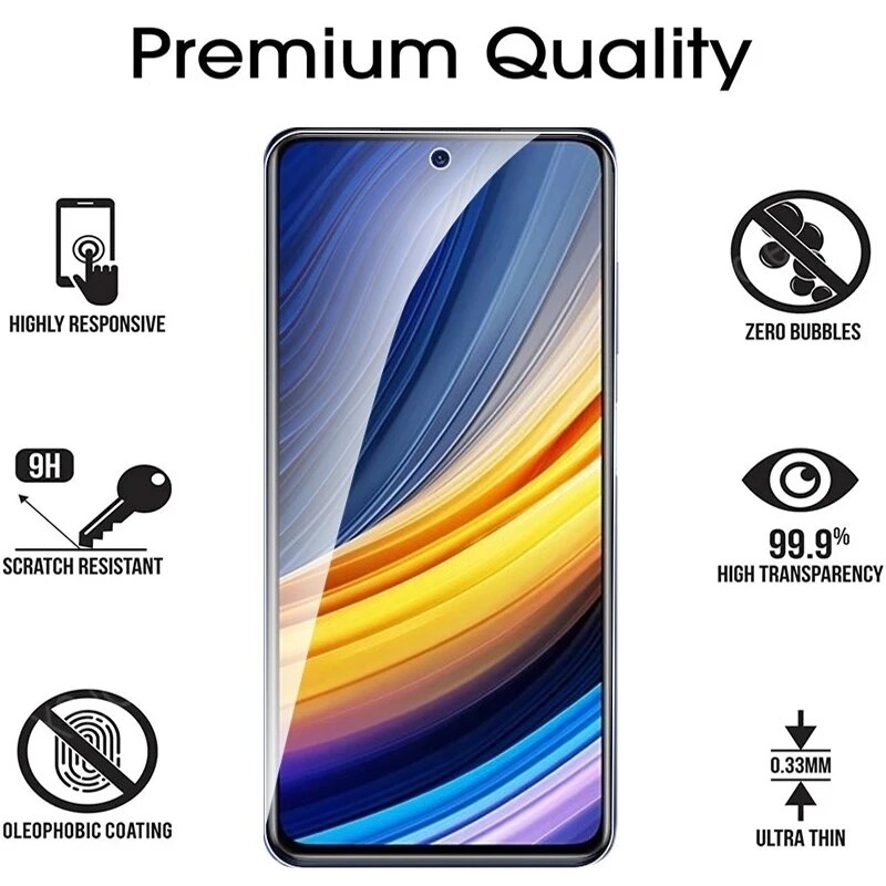 Tempered Glass for Poco X3 Pro NFC F3 M3 M4 11T 10T Pro Screen Protectors for Xiaomi Redmi Note 11 10 9 8 Pro 9s 10s 9T 8T 9A 9C