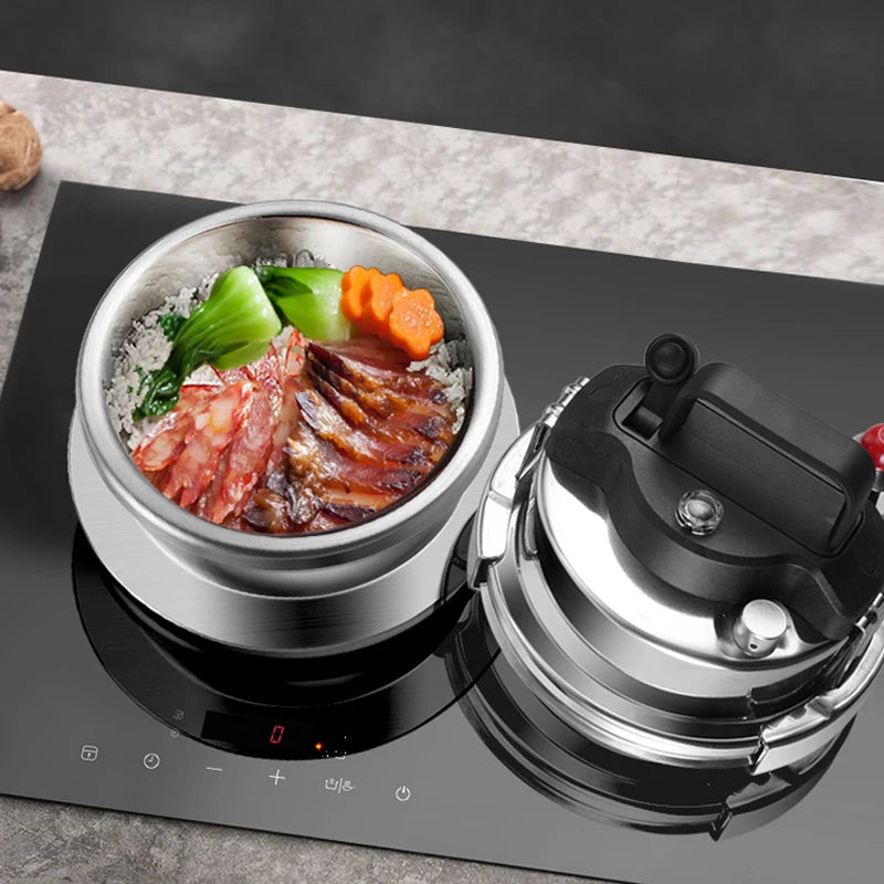 0.8/1.2L Mini Pressure Cooker Stainless Steel Multifunctional Camping Cookware Fast Gas Induction Cooker Universal