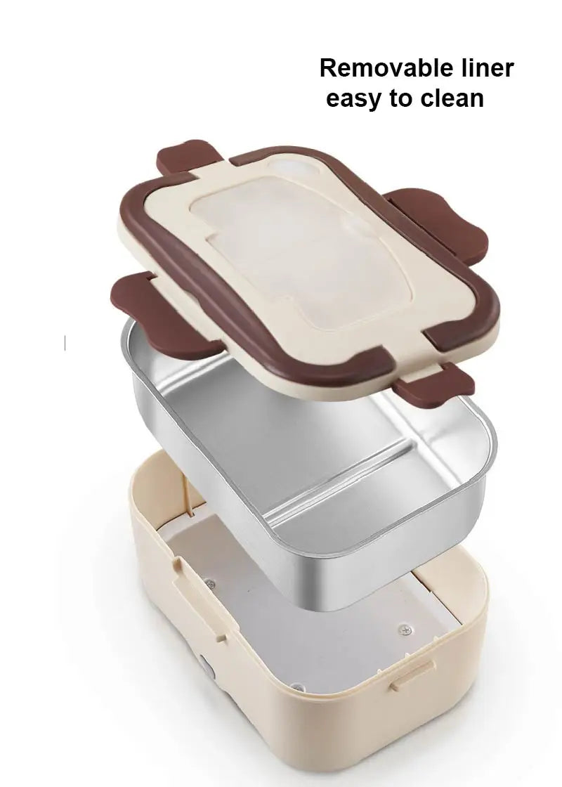 12V 24V Car Electric Lunch Box Portable 110V 220V Water Free Electric Rice Cooker 304 Stainless Steel Lunch Box Food Warmer 1.5L