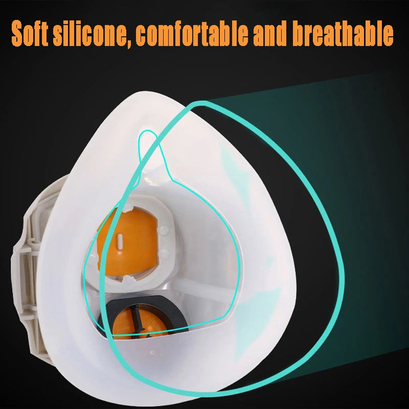 Silicone Dust-proof Gas Mask Respirator With 1201 Filter Cotton Polishing Grinding Half Face Dust Mask Reusable Washable