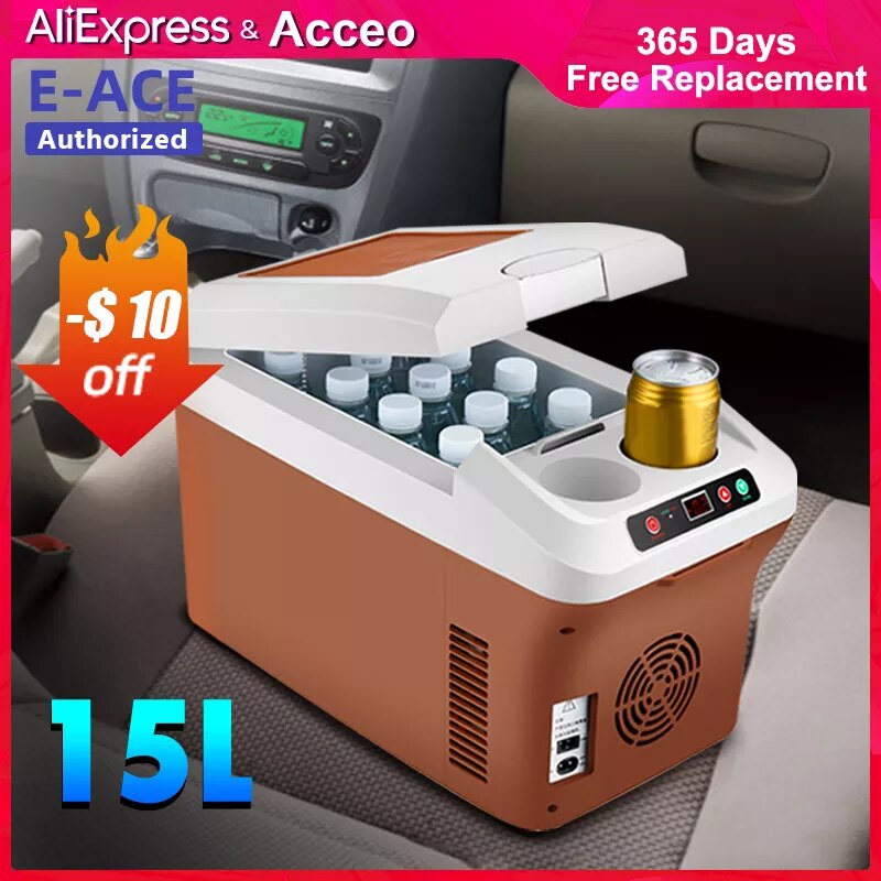 ACCEO Car Small Fridge Portable Mini Fridge 12v Compressor Refrigerator 15L For Cosmetics Home Camping Cooler Travel