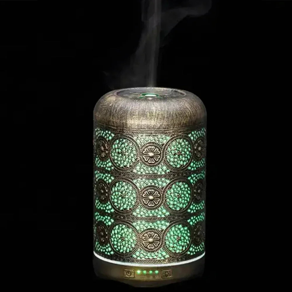 Metal Aromatherapy Machine 260ml Essential Oils Diffuser Air Humidifier 7 Colors Night Light Auto Shut Off Timer Office Bedroom