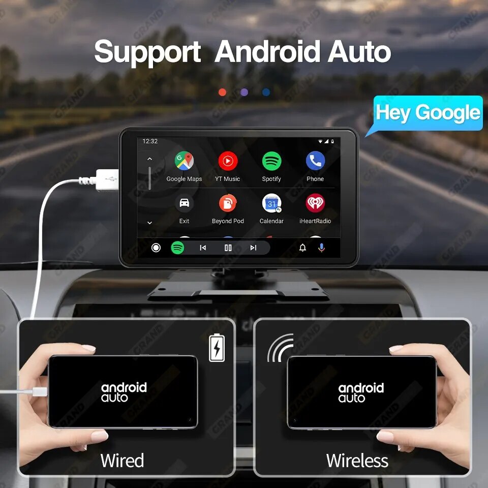 Grandnavi Universal 7inch CarPlay Android Auto Car Radio Multimedia Video Player Wireless For Nissan Toyota Car Touch Screen