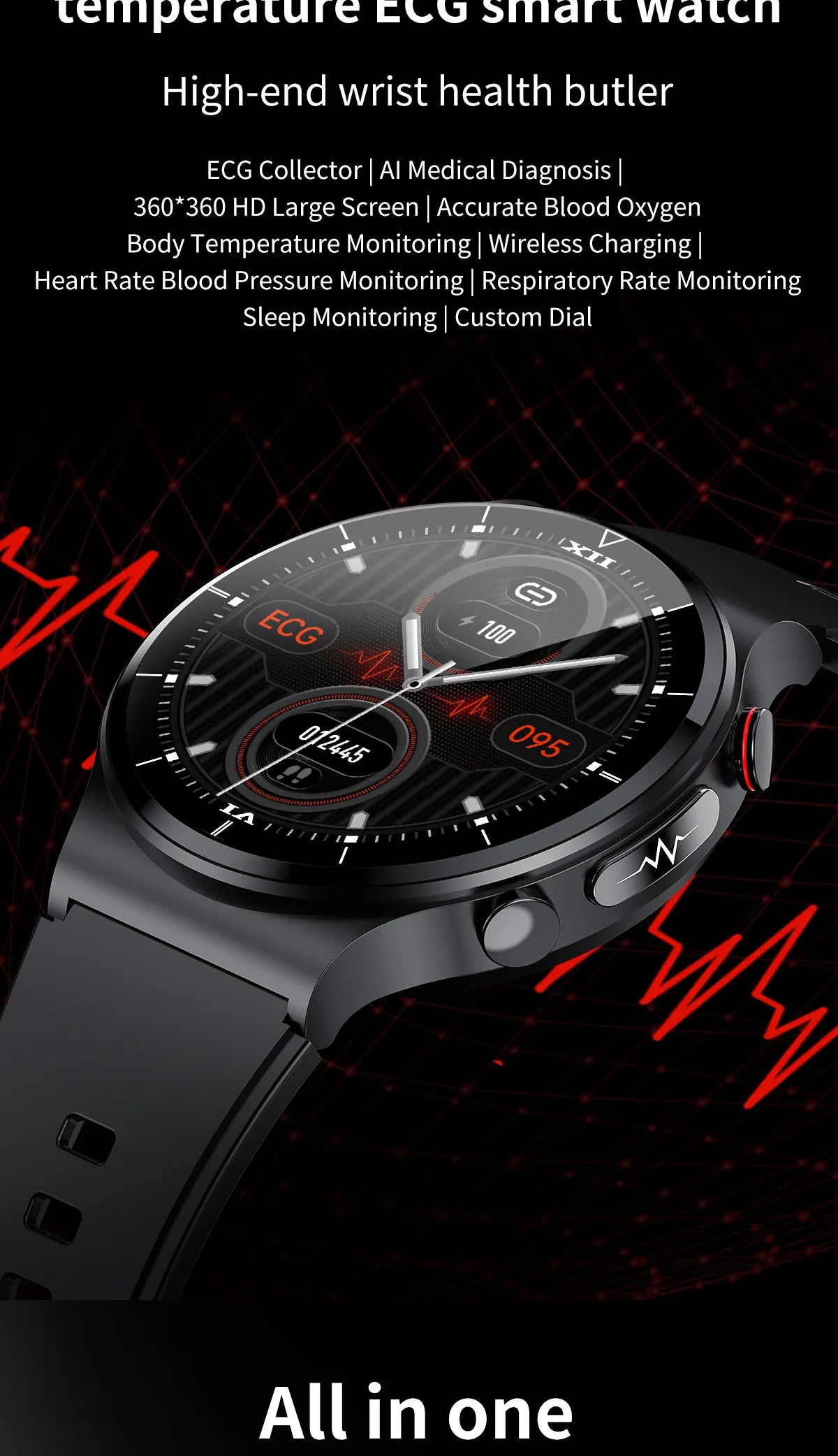 Lenovo New ECG+PPG SmartWatch Blood Pressure Heart Rate Bracelet For Android ios Phone Men IP68 Waterproof Fitness Tracker Watch