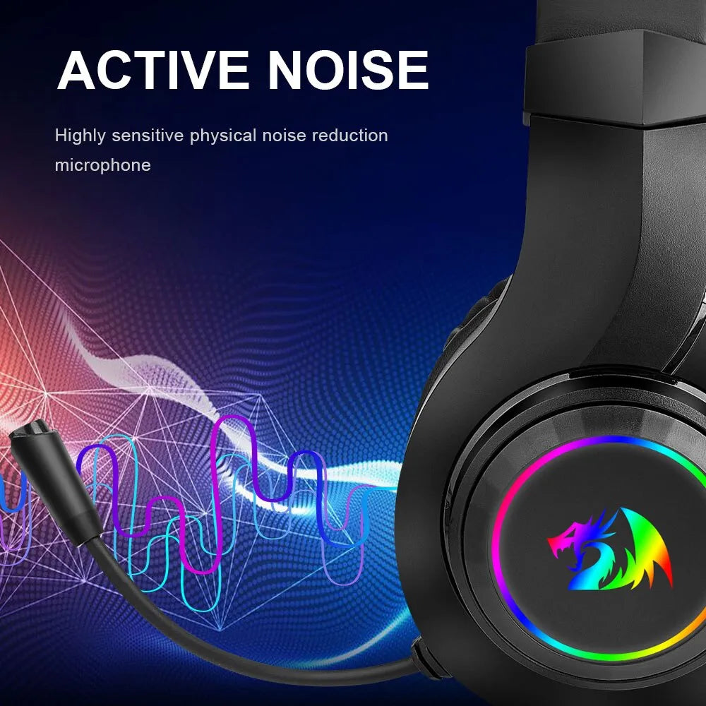 REDRAGON HYLAS H260 RGB Gaming Headphone,3.5mm Surround Sound Computer PC Headset Earphones Microphone for PS4 Switch Xbox-one