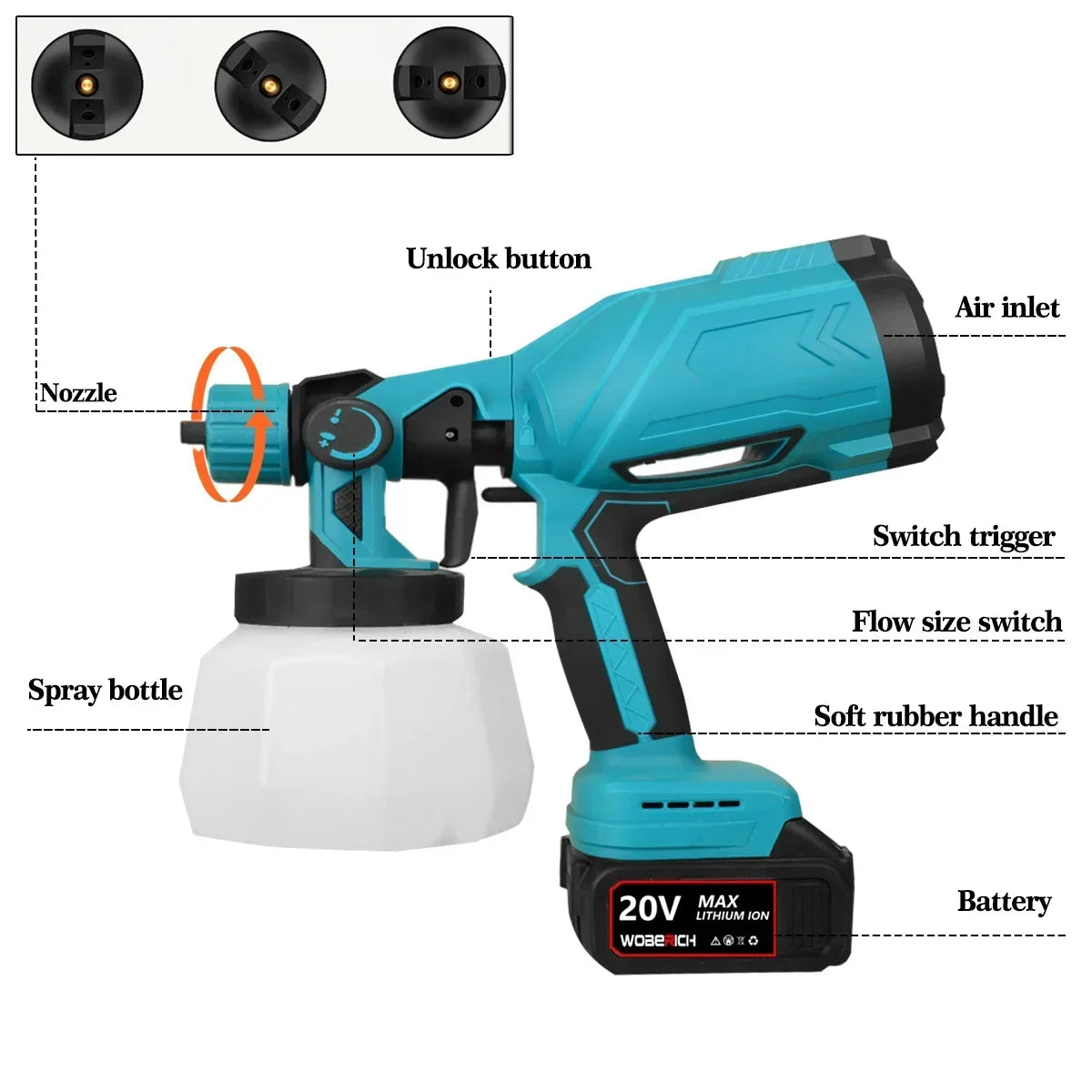 Electric Spray Gun Cordless Paint Sprayer 1000ML Auto Furniture Steel Coating Airbrush Compatible For Makita 18V Battery