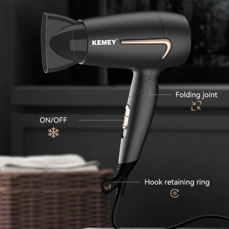 Kemei Professional Hair Dryer Portable Foldable Handle Compact 1800W Blow Dryer Hot Wind Low Noise Home Appliance Styling Tools