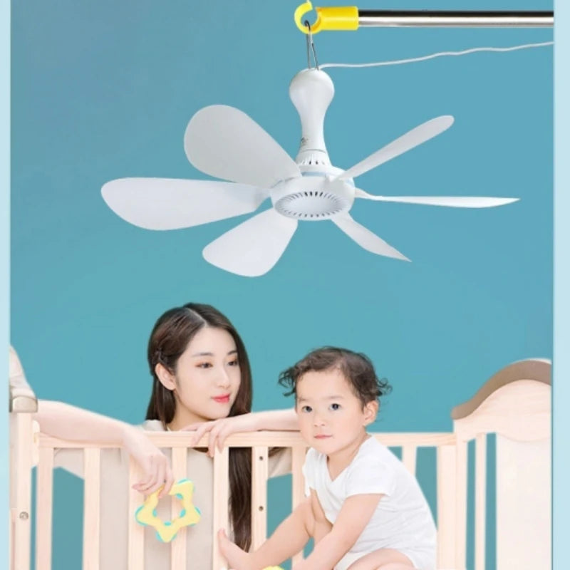 Silent 6 Leaves USB Powered Ceiling Canopy Fan with Remote Control Timing 4 Speed Hanging Fan for Camping Bed Dormitory Tent New