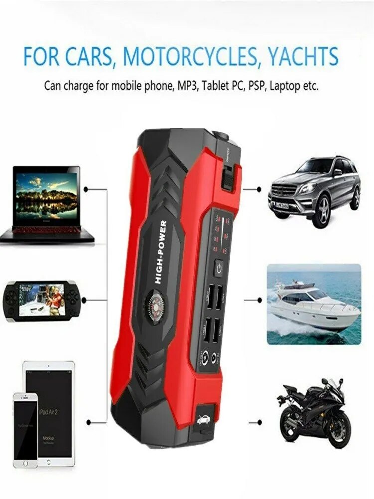 99800mAh Car Jump Starter Power Bank 200-600A Portable Charger Car Booster 12V Auto Starting Device Emergency Battery Car Start