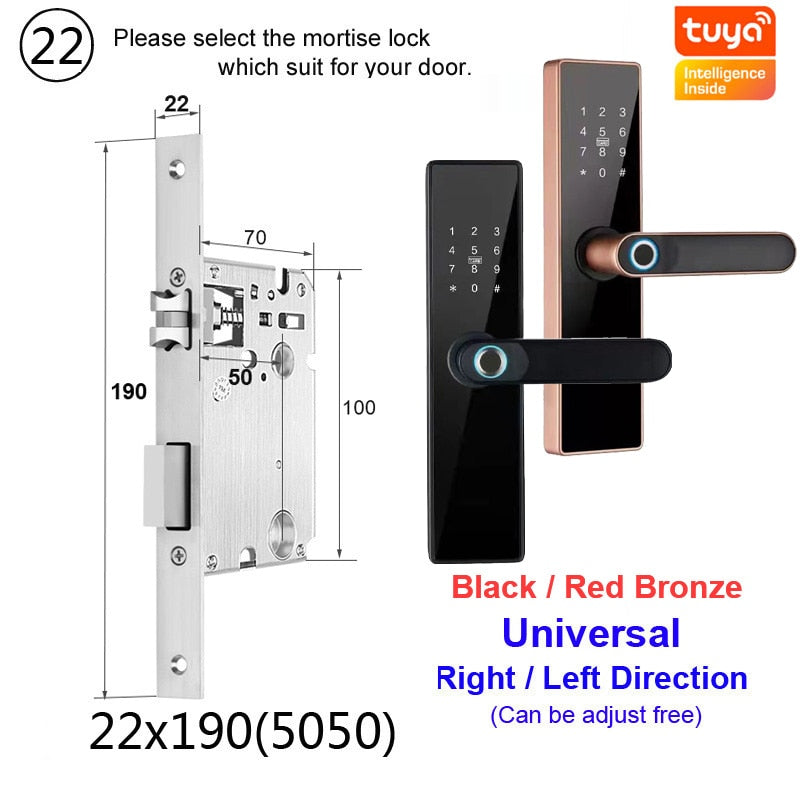 NEW RAYKUBE H4 Tuya Electronic Lock Wifi Smart Door Lock Fingerprint Lock Password IC Card Key USB Charge For Smart Home