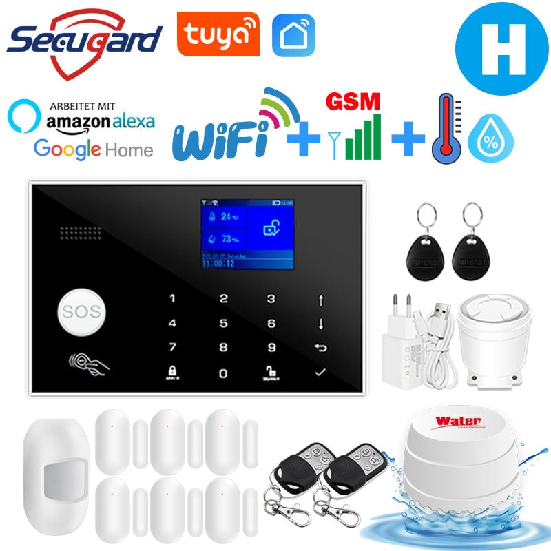 WiFi GSM Alarm System Tuya Smart Home TFT Screen RFID APP Touch Keyboard House Burglar Security Alarm Support Voice Switching